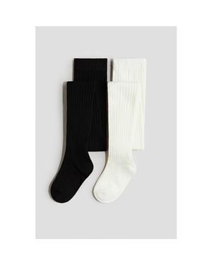 H&M 2-Pack Fine-Knit Tights - Black