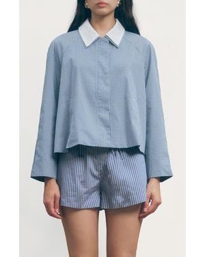 Maude Club Milton Cotton Gingham Jacket - Blue