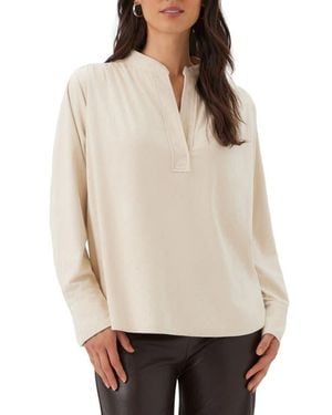 Karen Kane Embellished Faux Suede Shirt - Natural