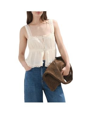 Mango Cotton Lace Top - Natural