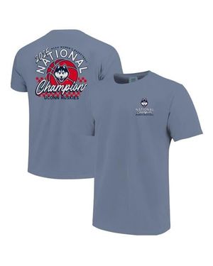 Image One Uconn Huskies 2025 Ncaa Basketball National Champions Comfort Colors Checkered T-Shirt - Blue