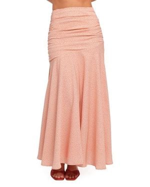 Petal & Pup Lacy Polka Dot Ruched Maxi Skirt - Pink