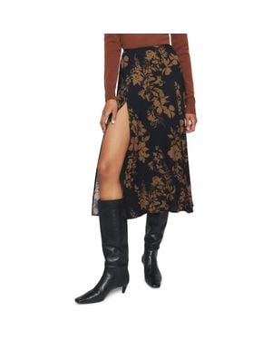 Reformation Zoe Side Slit Midi Skirt - Black