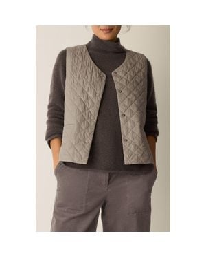 Eileen Fisher V-Neck Quilted Vest - Brown