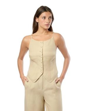 Onia Air Linen High Neck Top - Natural
