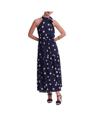 Boden Roisin Tie Neck Maxi Dress - Blue