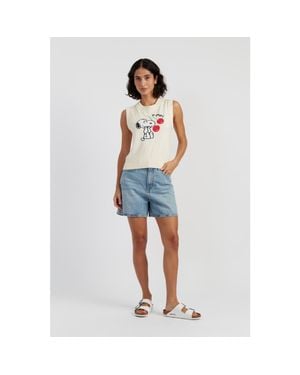 Chinti & Parker Cotton Snoopy Cherry Tank - Blue