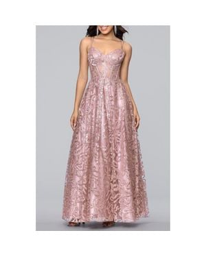 Blondie Nites Strappy Illusion Bodice Ballgown - Pink