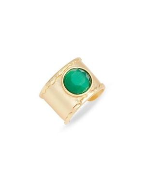 Karine Sultan Hand-Edge Glass Open Ring - Green