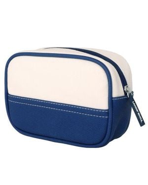 Lands' End Medium Rectangular Dopp Kit For Travel, Striped Canvas Toiletry Bag With Top Zip - Blue