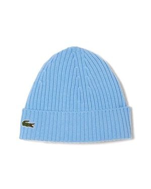 Lacoste Wool Cuff Beanie - Blue