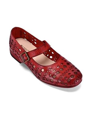 Old Trend Retro Genuine Leather Breathable Cutout Mary Jane Flat - Red