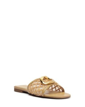 SCHUTZ SHOES Olga Slide Sandal - Metallic