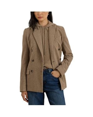 Ralph Lauren Double Breasted Wool Blend Twill Blazer - Brown