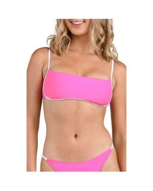 Citrus Solids Contrast Trim Bandeau Bikini Top - Purple