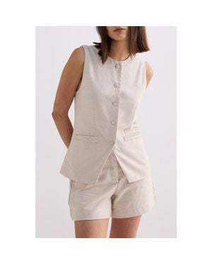 REISTOR Cotton Tweed Vest Jacket - Pink