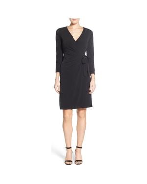 Anne Klein Faux Wrap Jersey Dress - Black