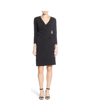 Anne Klein Faux Wrap Jersey Dress - Black