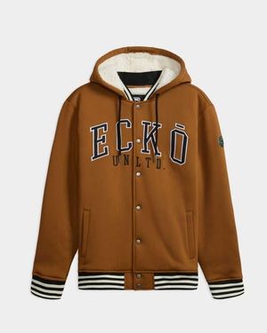 Ecko' Unltd State Faux Shearling Varsity Jacket - Brown