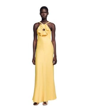 Sandro Floral Detail Maxi Dress - Metallic
