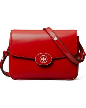 Tory Burch Robinson Spazzolato Leather Convertible Shoulder Bag - Red