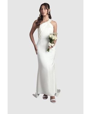 Coast Satin Halter Neck Fishtail Dress - White