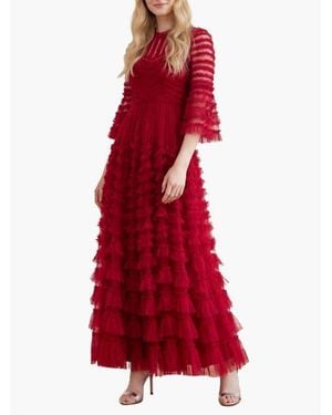 Needle & Thread La Vie En Rose Round Neck Gown - Red