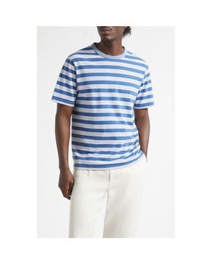 Noah Stripe Ringer T-Shirt - Blue
