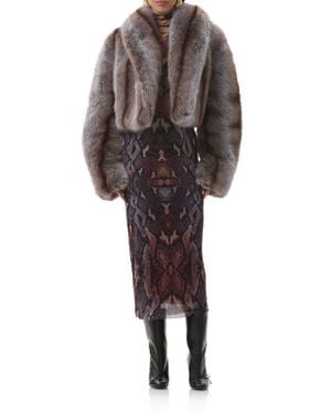 AFRM Stephanie Stripe Faux Fur Jacket - Black