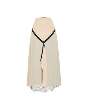 Pcfg The Party Edit Slit Lace Panel Maxi Skirt - White