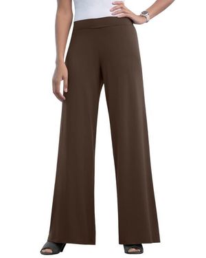 Jessica London Stretch Knit Wide Leg Pant - Brown