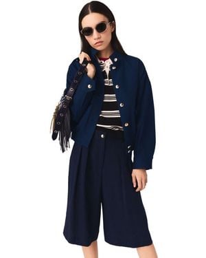 Maje Cotton Bomber Jacket - Blue