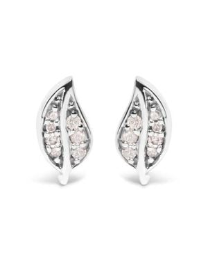 Haus of Brilliance Diamond Accent Leaf Stud Earrings - Metallic