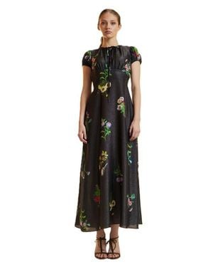 Cynthia Rowley Printed Lurex Midi Dress - Black