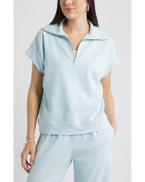 Caslon Short Sleeve Quarter Zip Sweatshirt - Blue