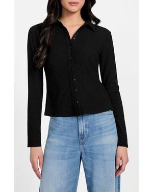 Guess Tessa Floral Smocked Button-Up Shirt - Black