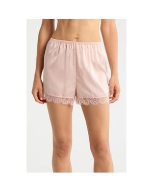 Nordstrom Scalloped Lace Trim Satin Tap Shorts - Pink