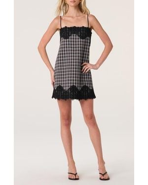 Astr Aitana Lace Trim Plaid Slipdress - Black
