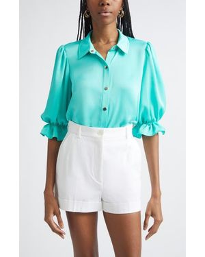 Ramy Brook Dina Matte Satin Bodysuit - Blue