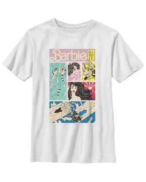 Barbie Boys' Vintage Comic Book Portraits T-Shirt - White