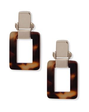 Ralph Lauren Rectangular Tortoise Link Drop Earrings - Brown