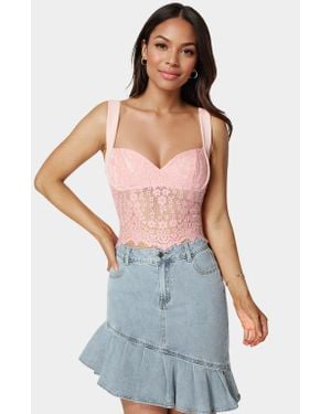 Bebe Lace Sweetheart Top - Blue