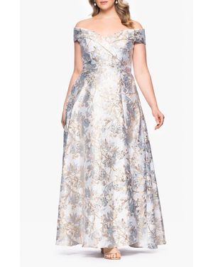 Xscape Evenings Off The Shoulder Brocade Gown - White