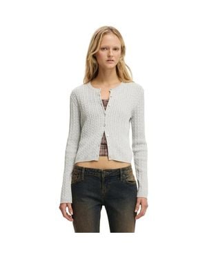 Cotton On Cotton Crew Neck Cardigan - Gray