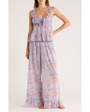 Free People Tangled Lights Ruffle Pajamas - Purple