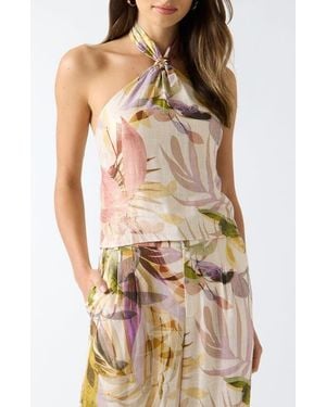 Guess Kiara Floral Print Halter Top - Brown