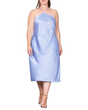 Standards & Practices Satin Midi Dress - Blue
