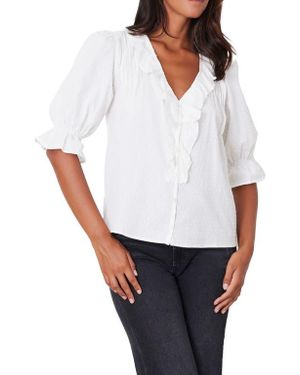 Paneros Clothing Chloe Swiss Dot Ruffle Shirt - White