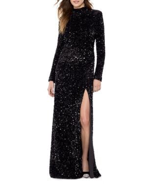 Likely Kerry Sequin Cutout Long Sleeve Gown - Black
