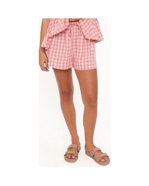 Petal & Pup Rory Gingham Cotton Shorts - Pink